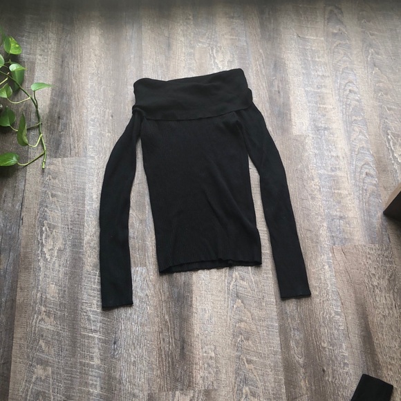 Express Sweaters - Black off the shoulder sweater